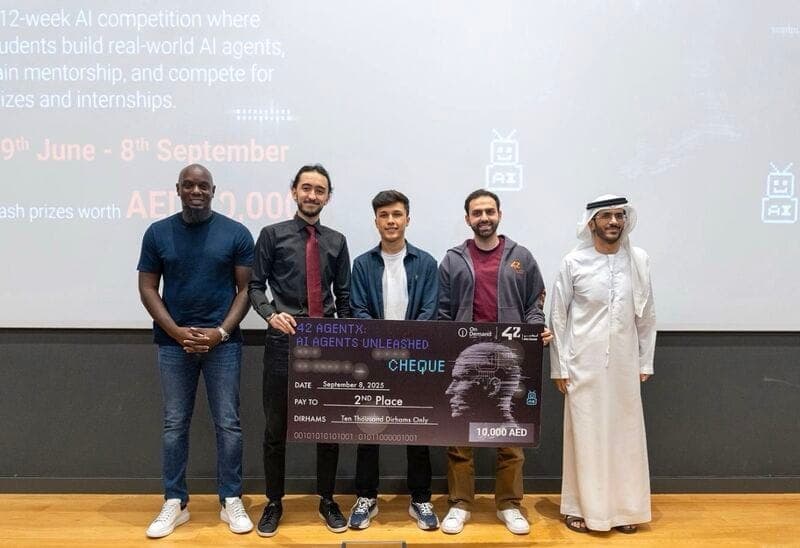 42 AgentX: AI Agents Unleashed — second place, AED 10,000. 42 Abu Dhabi, September 2025